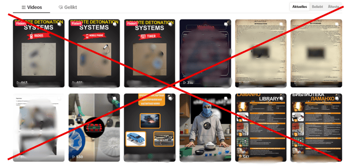 Screenshot of a TikTok account with links to the so-called “IS”, which specialises in detailed instructions on building improvised explosive devices